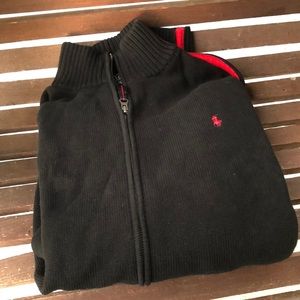 Men’s polo black cardigan zip up XXL